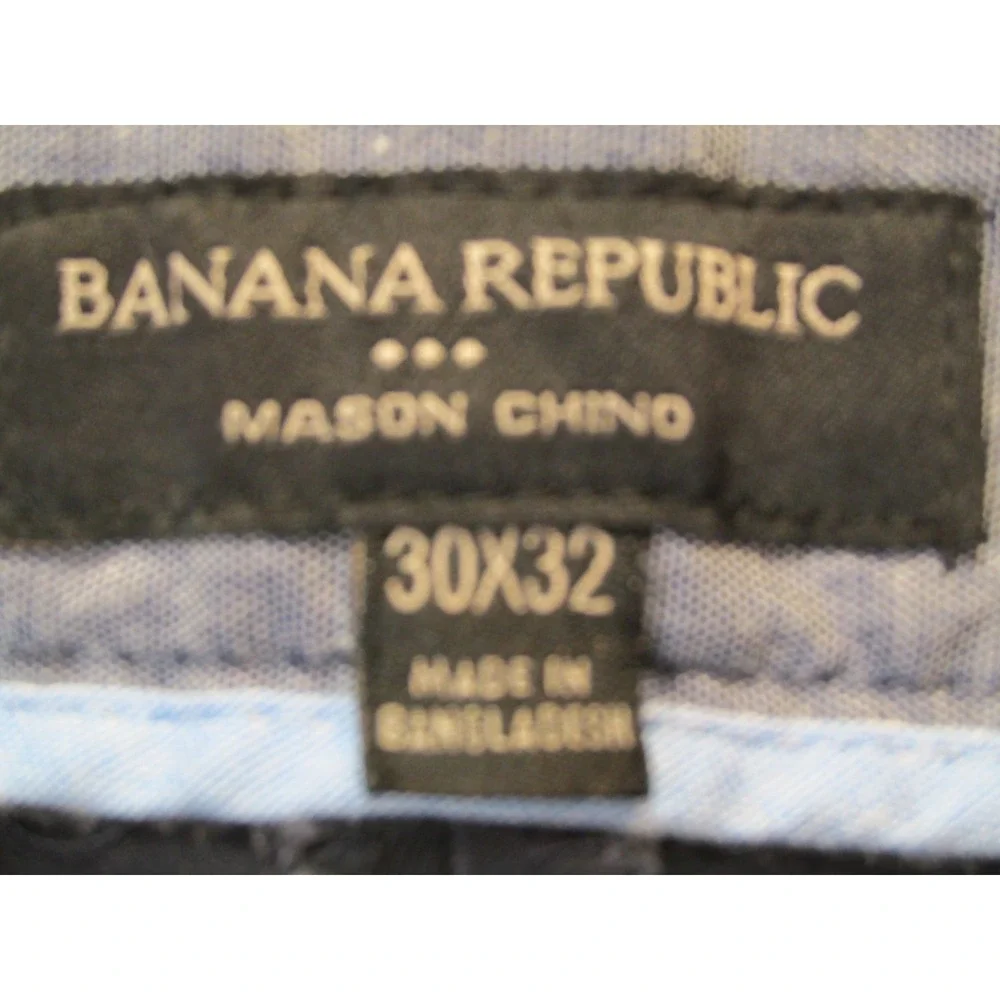 BANANA REPUBLIC Mason Chino Pants Men 30x32 Navy Blue Flat Front Straight Preppy